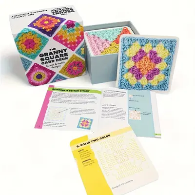 Granny Square Card Deck, 1 Box 50 Mix & Match Designs Crochet Granny Squares Book, Crochet Kit for Beginners, Handmade Gifts,...