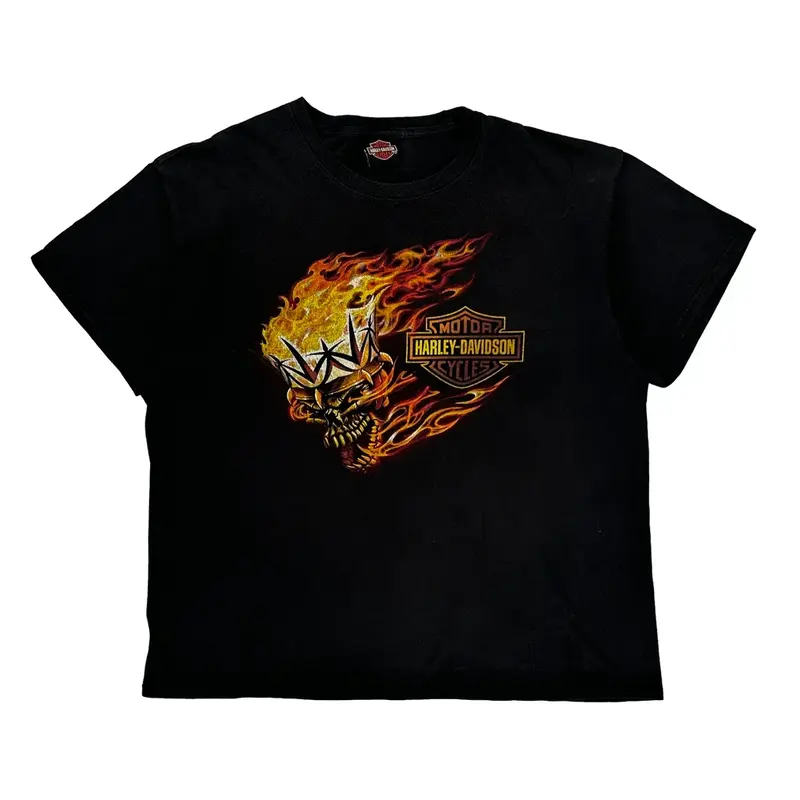 Harley Davidson Graphic T-Shirt - XL Black Cotton