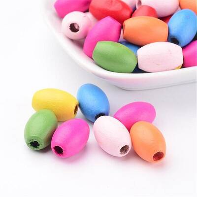 Mixed Color Barrel Natural Wood Beads for Jewelry Making