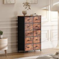 SweetFurniture Dresser,Tall Drawer Organizer Storage Drawers Fabric Storage Tower with 10 Drawers, with Fabric Bin, Wood Top ...