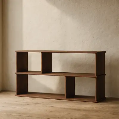 Horizontal bookshelf in walnut