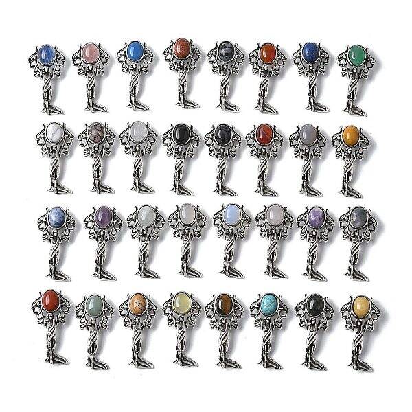 Angel Brass Natural & Synthetic Mixed Stone Pendants