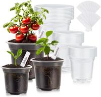 30 Packs Clear Nursery Pots for Plants, 3.5/4/5 Inch Plant Pot for Planting Plastic Seedling Pots with Drainage Holes Seed St...