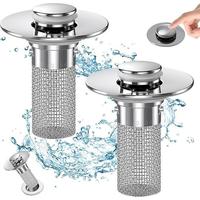 2-Pack Pop-Up Bathroom Sink Drain Strainer with Removable Filter Basket - Universal Sink Stopper for Bathroom & Kitchen Basin...