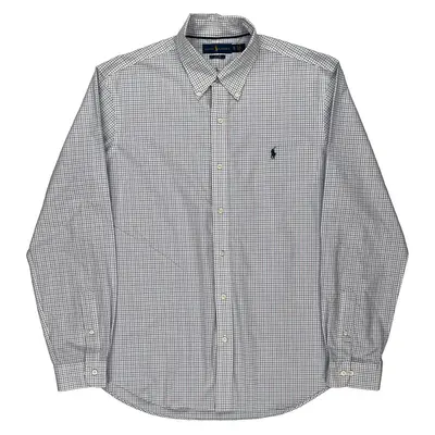 Non-Iron Ralph Lauren Checked Shirt - XL White Cotton