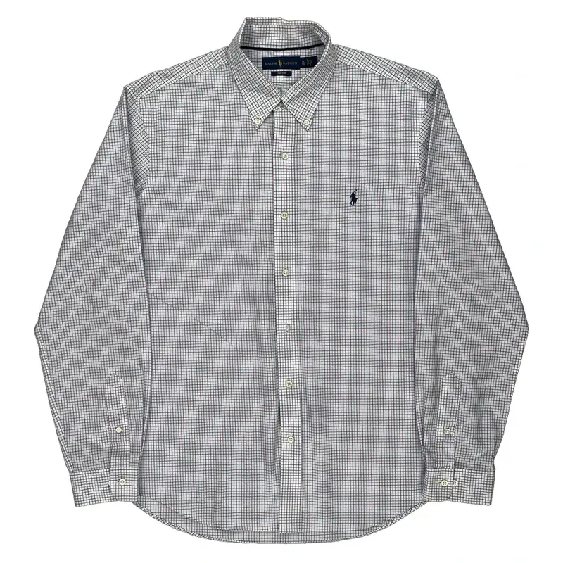 Non-Iron Ralph Lauren Checked Shirt - XL White Cotton
