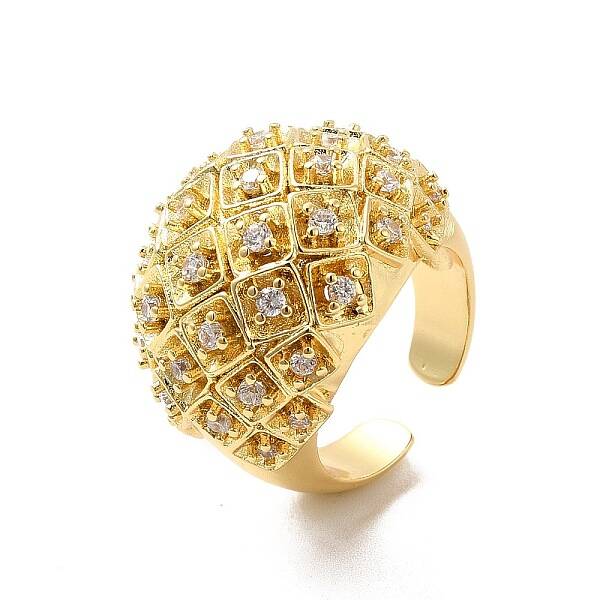 Clear Cubic Zirconia Round Dome Open Cuff Ring
