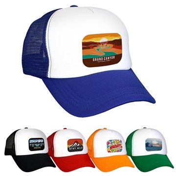 100 Customized Foam Rectangle Emblem Trucker Hat - Mesh Back