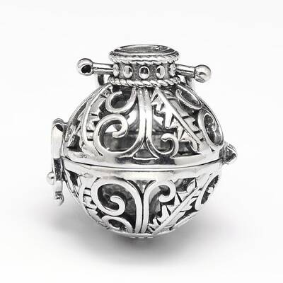 Rack Plating Brass Hollow Round Cage Pendants