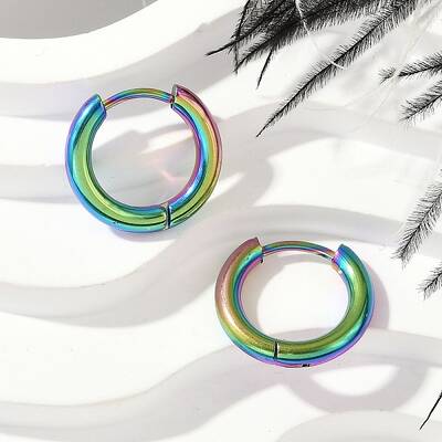 202 Stainless Steel Huggie Hoop Earrings