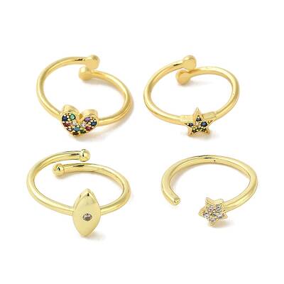 Rack Plating Brass Micro Pave Cubic Zirconia Cuff Rings