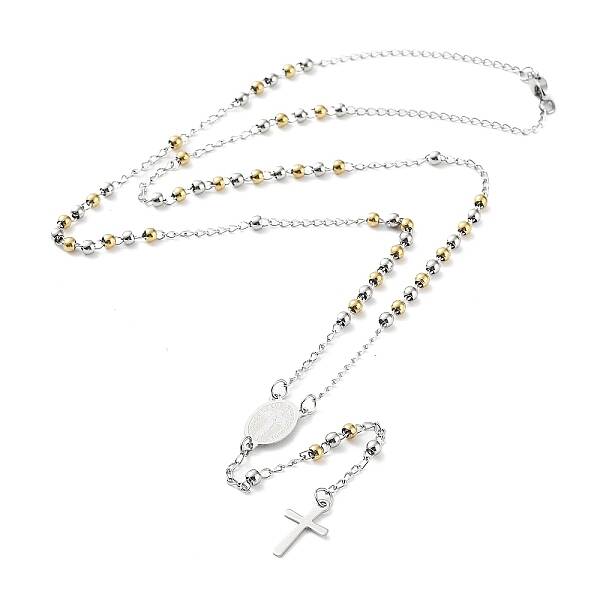 Non-Tarnish 202 Stainless Steel Rosary Bead Necklaces