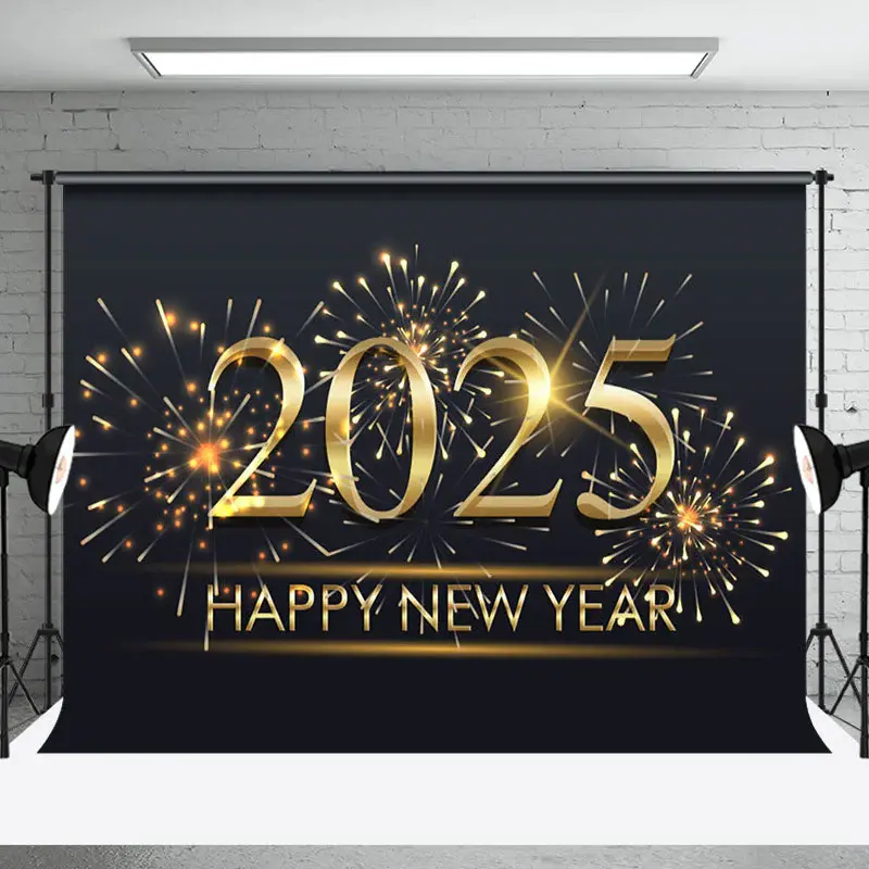 Classic Black Gold Simple New Year Holiday Backdrop - Aperturee