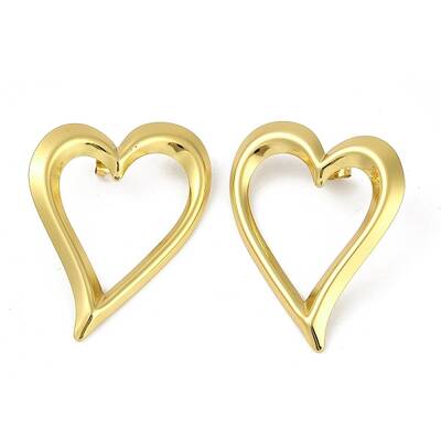 PVD Vacuum Plating 201 Stainless Steel Heart Stud Earrings for Women