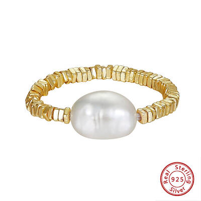 925 Sterling Silver with Natural Baroque Pearls Rings