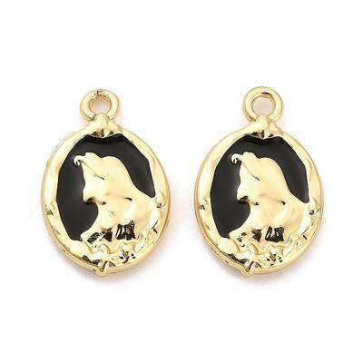 Rack Plating Alloy Black Enamel Pendants
