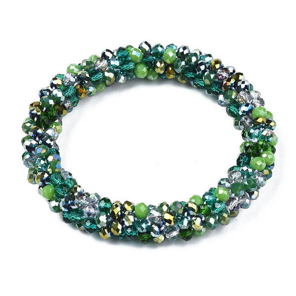 Glass Beaded Crochet Stretch Bracelet