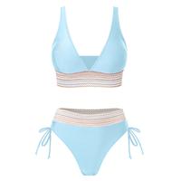 Aprilake Women’s Bikini String 2 Piece Triangle Swimsuit With Simple Lace High Waisted and  Drawstring Design Swimming Beac...