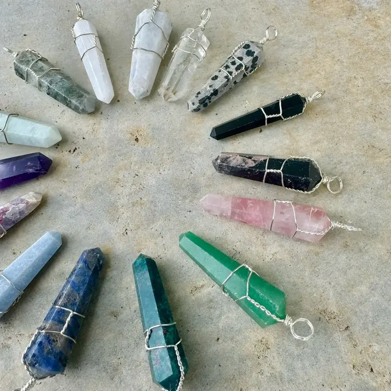 Wire Wrapped Gemstone Pendant - Natural Crystal Pendant