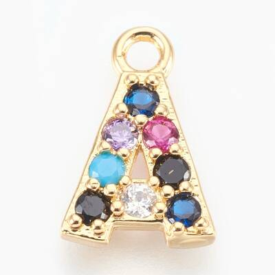 Brass Micro Pave Cubic Zirconia Charms