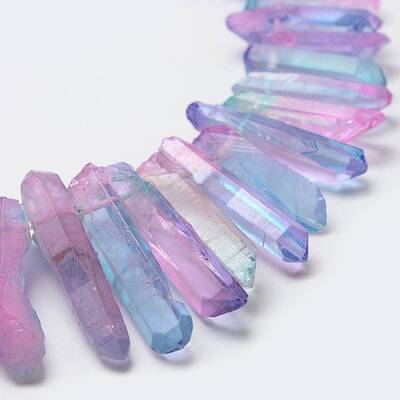 Electroplate Natural Quartz Crystal Beads Strands
