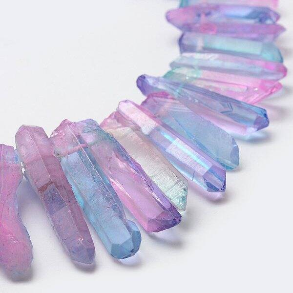 Electroplate Natural Quartz Crystal Beads Strands