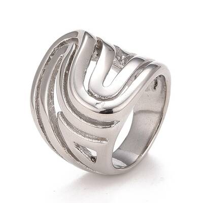 Non-Tarnish 304 Stainless Steel Wave Chunky Ring
