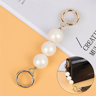 White Glass Pearl Bag Extension Chains