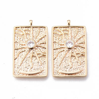Brass Micro Pave Clear Cubic Zirconia Pendants
