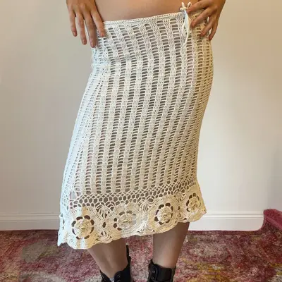 Terranova Midi Skirt - 30W UK 10 White Cotton Blend