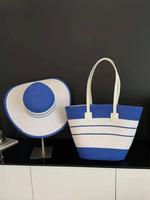 Women's Fashionable Bohemian Straw Bag & Wide Brim Hat, Casual Versatile Sun Hat & Large Capacity Bag Set, Retro Simple and V...