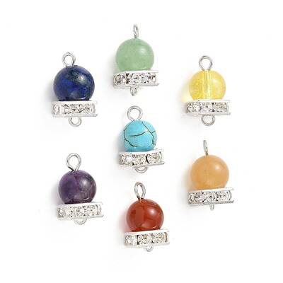 7Pcs 7 Style Chakra Mixed Gemstone Connector Charms