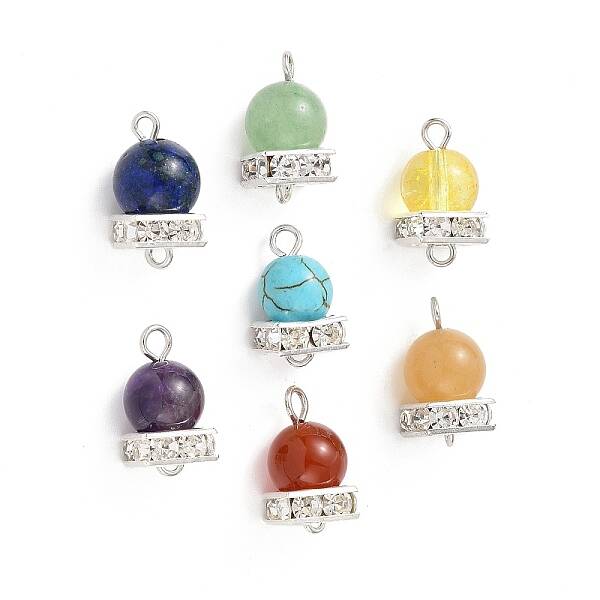 7Pcs 7 Style Chakra Mixed Gemstone Connector Charms