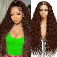 Beluck hair Chocolate Brown Deep Wave Wig Glueless Human Hair Wigs Pre Plucked 6x9 Transparent HD Lace Wig