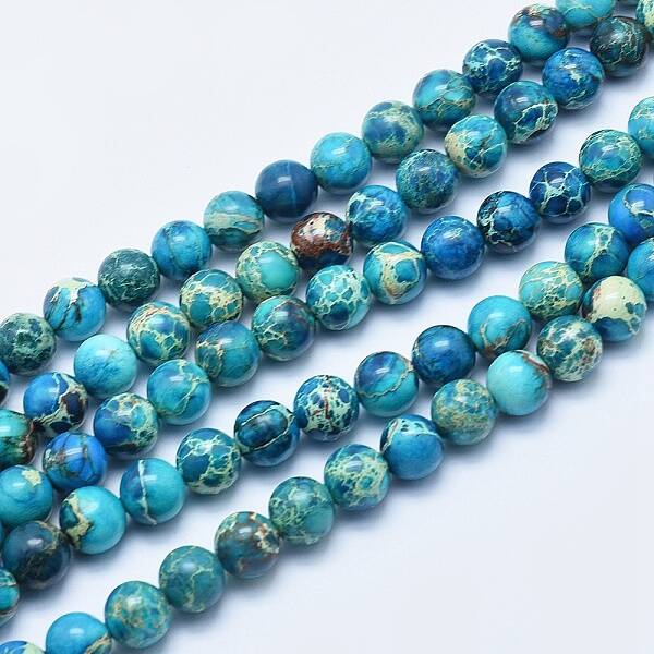 Dyed & Heated Natural Imperial Jasper Round Bead Strands