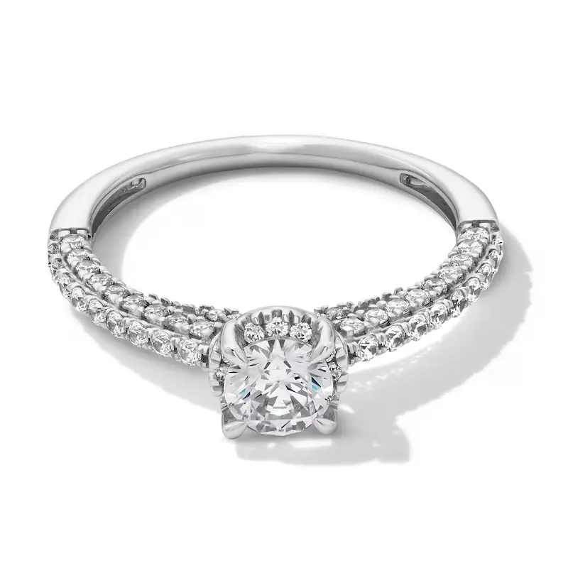 14K White Gold 1 to 3.5 CT. T.W Round Cut Lab Created Diamond Engagement Ring D VVS1-VS1 Clarity 3EX IGI Certified