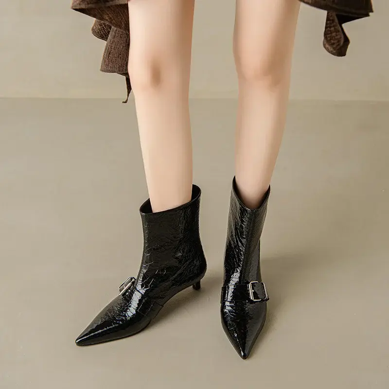 CHIKO Adaiba Pointy Toe Kitten Heels Ankle Boots