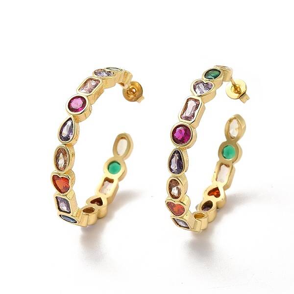 Ion Plating(IP) Cubic Zirconia Geometry Stud Earring