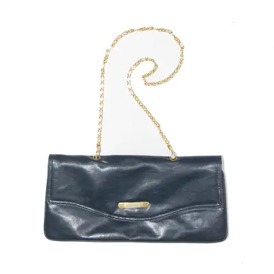 Leather Look Clutch Bag Blue Womens