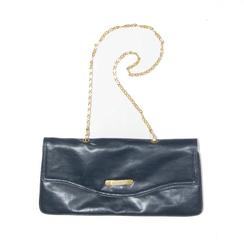 Leather Look Clutch Bag Blue Womens
