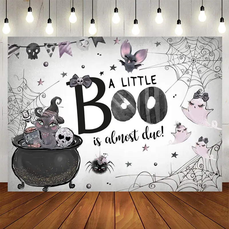 Aperturee A Boo Is Almost Due Halloween Baby Shower Backdrop
