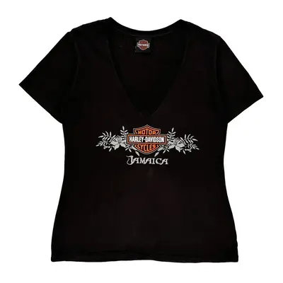 Jamaica Harley Davidson Graphic T-Shirt - Small Black Cotton