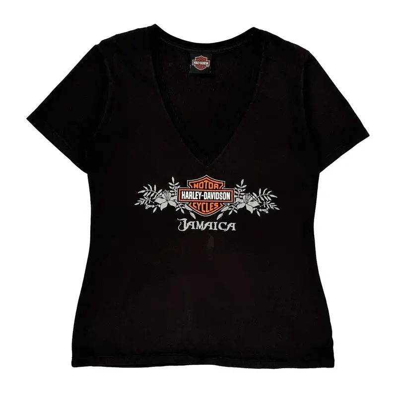 Jamaica Harley Davidson Graphic T-Shirt - Small Black Cotton