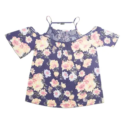 BODYFLIRT Womens Milkmaid Blouse Purple Off Shoulder Floral M