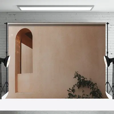 Arch Retro Wall Plant Leaves Photo Booth Backdrop - Aperturee