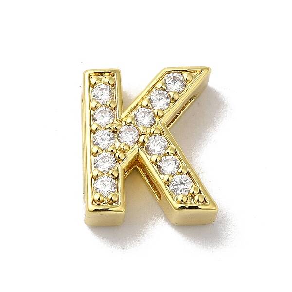 Brass Micro Pave Cubic Zirconia Beads