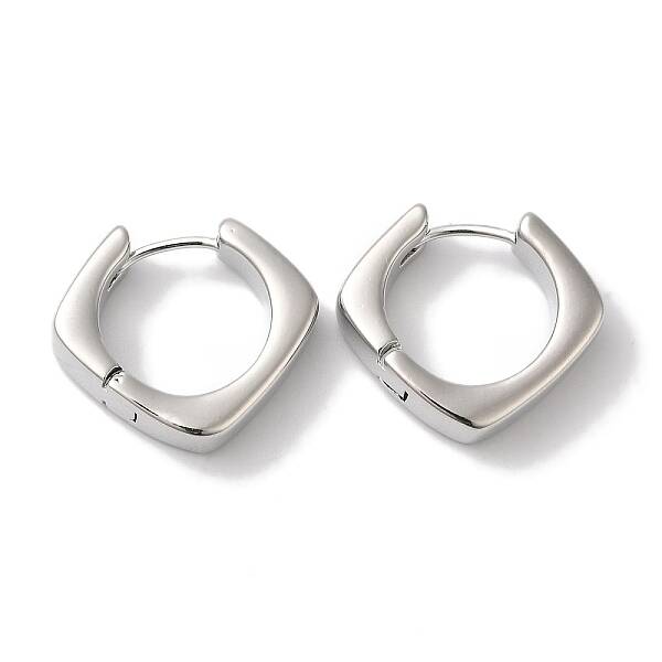 Rhombus Brass Hoop Earrings for Women