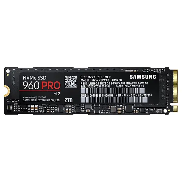 MZ-V6P2T0BW Samsung 960 PRO Series 2TB M.2 2280 PCI Express NVMe 3.0x4 Multi-Level Cell Solid State Drive