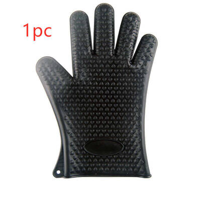 Food Grade Silicone Heat Resistant BBQ Gloves | Color: Black | quantity: 1pc