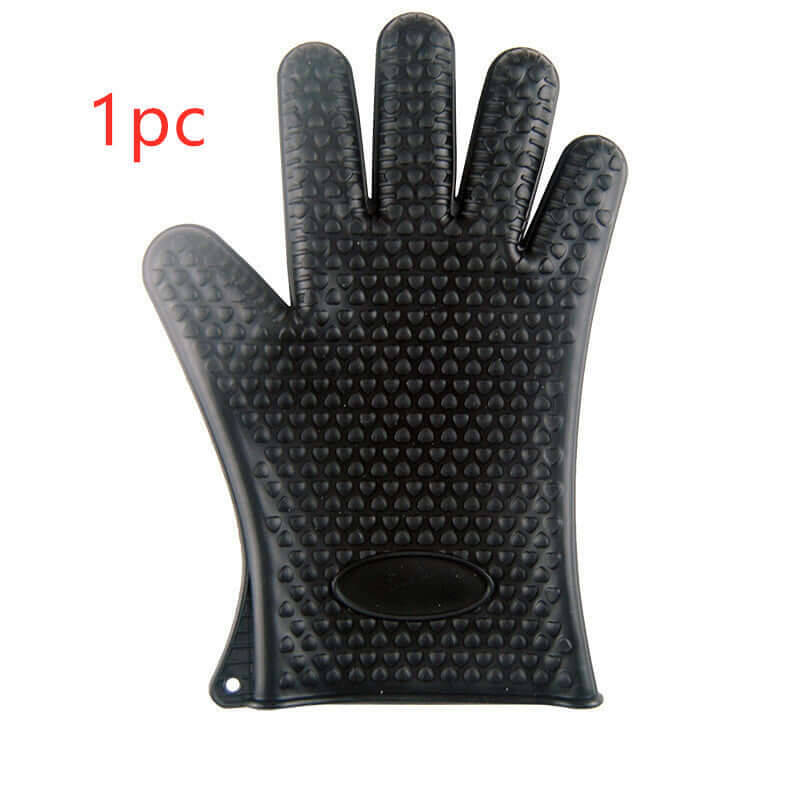 Food Grade Silicone Heat Resistant BBQ Gloves | Color: Black | quantity: 1pc